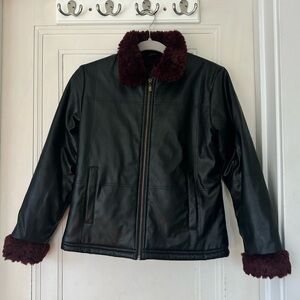 Leather fur lined jacket